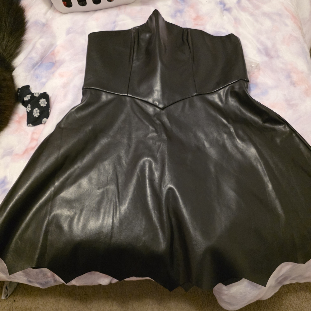 Blackmilk Black Faux Leather Corset Dress - Picture 4 of 6